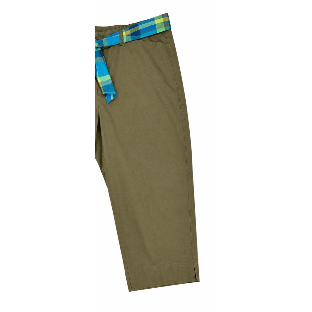 Liz Claiborne LizWear Jeans Women's Olive Capri Pants Size 16 Cropped Belted - Picture 8 of 14